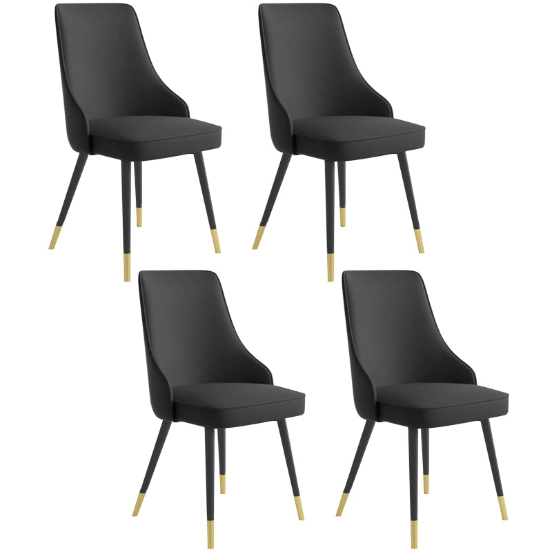 Contemporary Dining Chair Solid Back Chair with 4 Metal Legs for Home Use