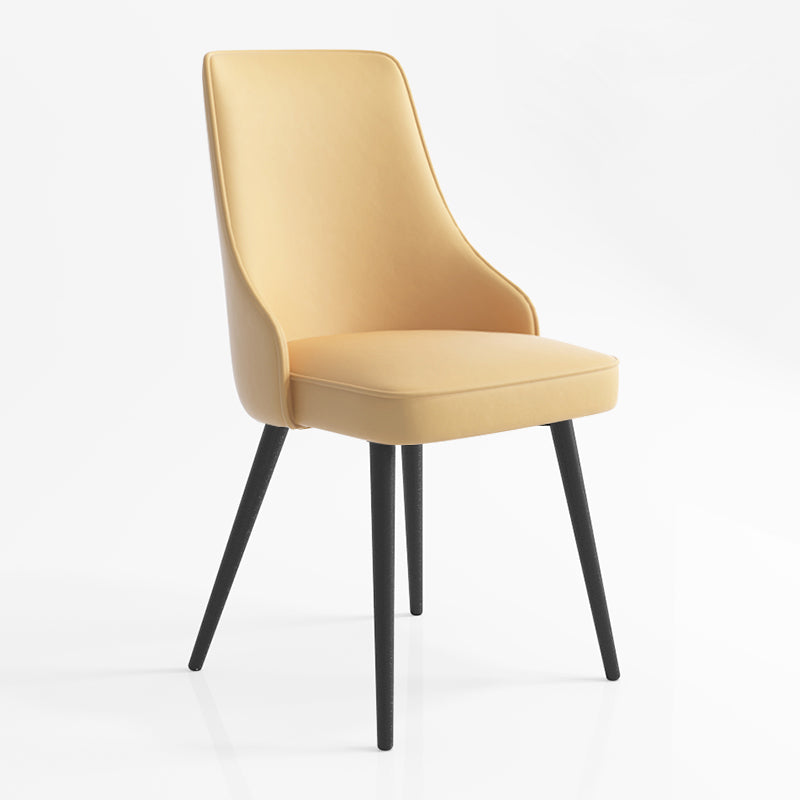 Contemporary Dining Chair Solid Back Chair with 4 Metal Legs for Home Use