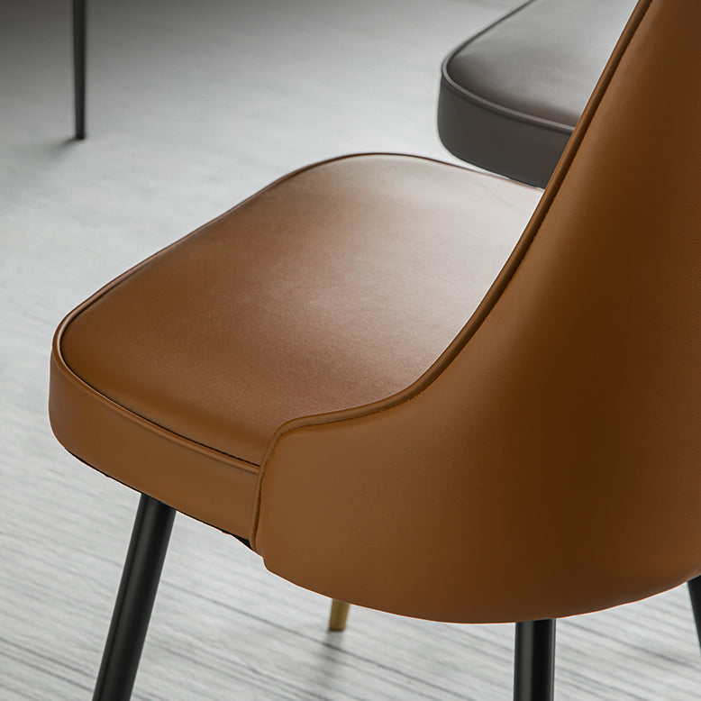 Contemporary Dining Chair Solid Back Chair with 4 Metal Legs for Home Use