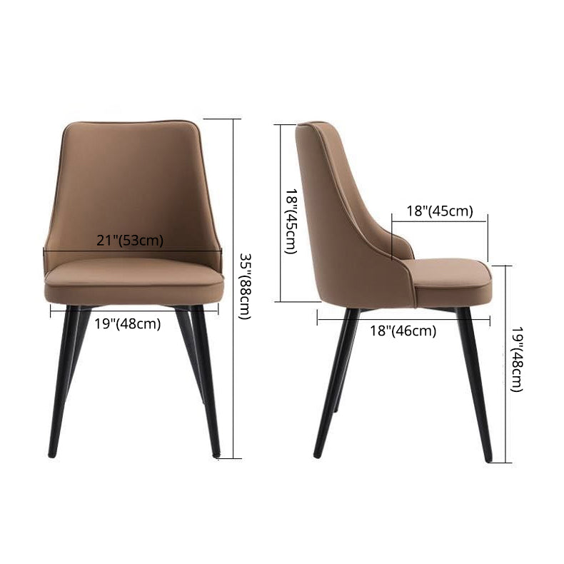 Contemporary Dining Chair Solid Back Chair with 4 Metal Legs for Home Use