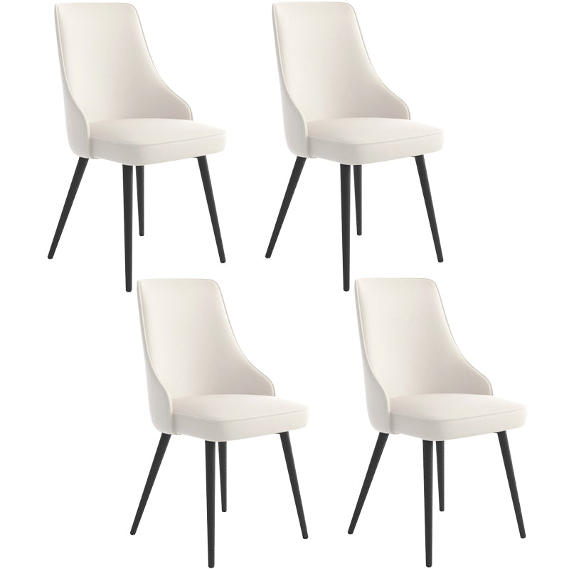 Contemporary Dining Chair Solid Back Chair with 4 Metal Legs for Home Use