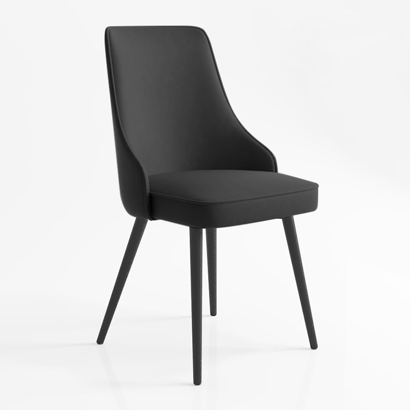 Contemporary Dining Chair Solid Back Chair with 4 Metal Legs for Home Use