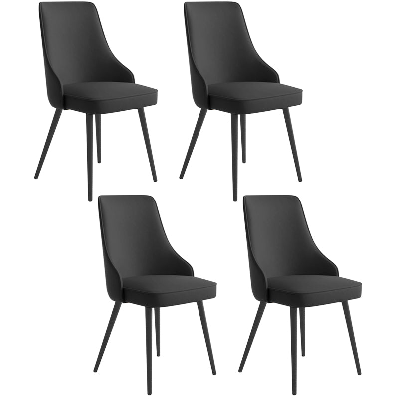 Contemporary Dining Chair Solid Back Chair with 4 Metal Legs for Home Use
