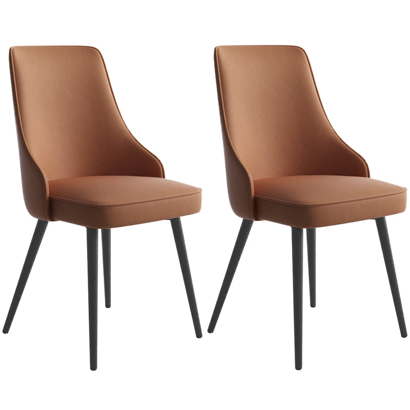 Contemporary Dining Chair Solid Back Chair with 4 Metal Legs for Home Use
