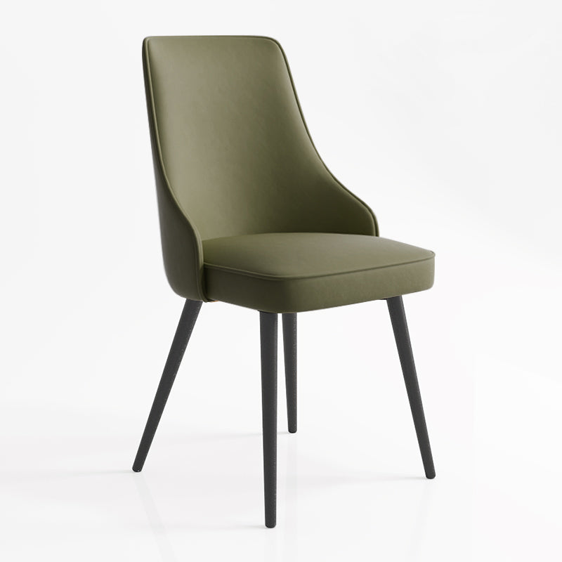 Contemporary Dining Chair Solid Back Chair with 4 Metal Legs for Home Use