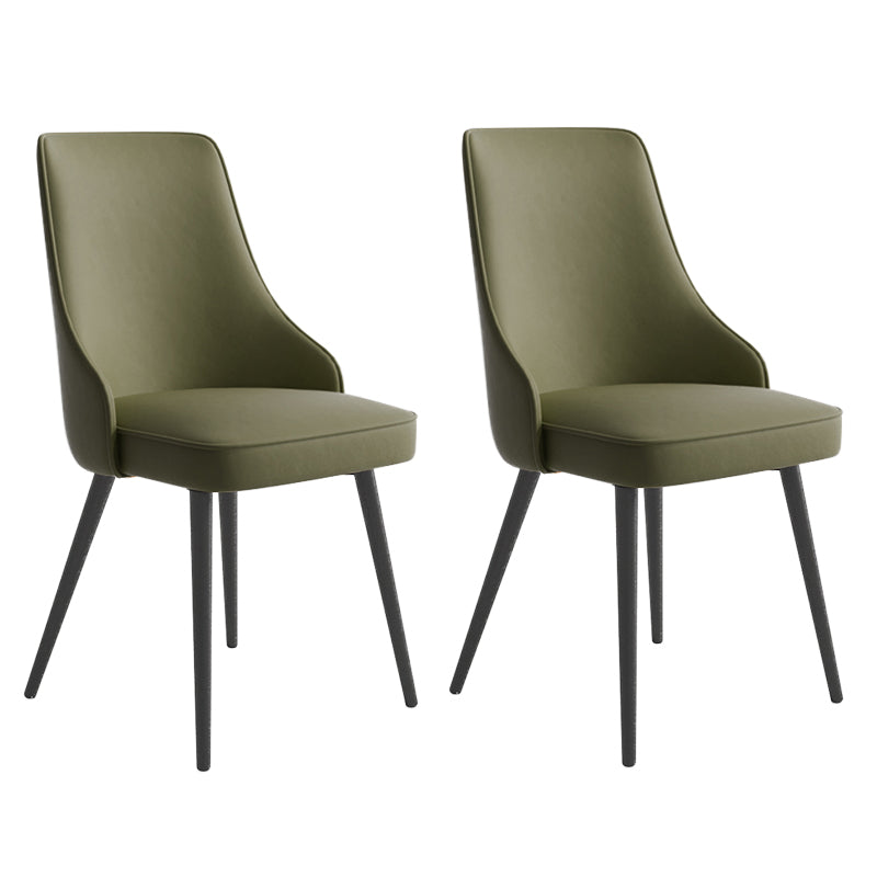 Contemporary Dining Chair Solid Back Chair with 4 Metal Legs for Home Use