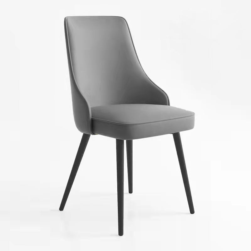 Contemporary Dining Chair Solid Back Chair with 4 Metal Legs for Home Use