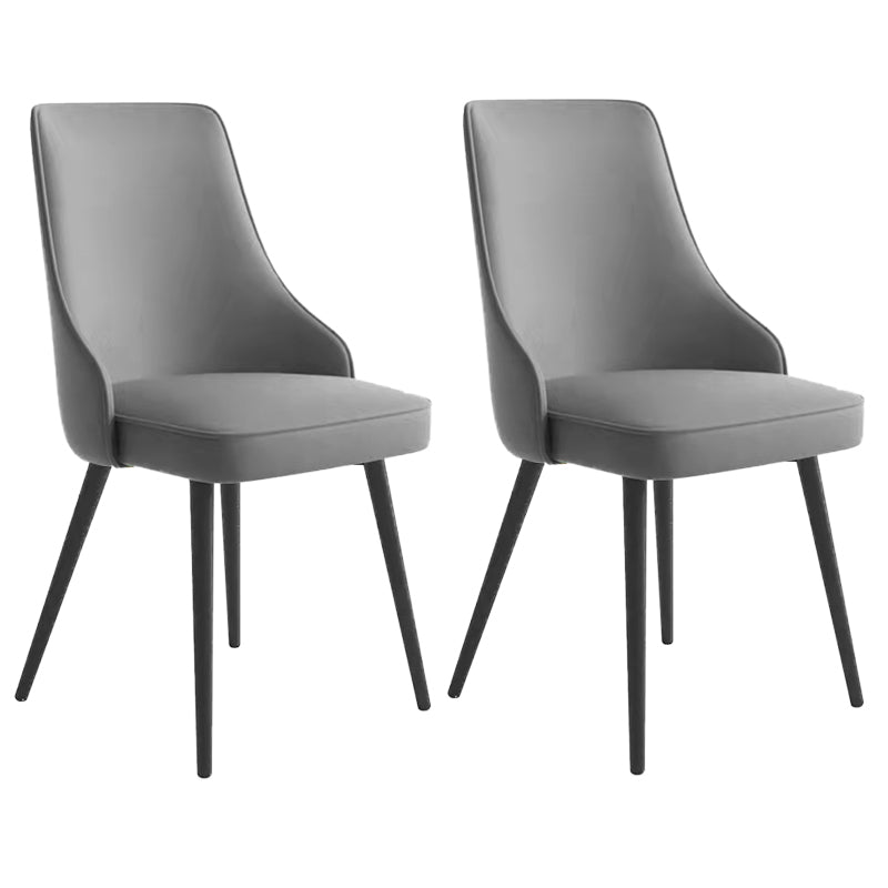 Contemporary Dining Chair Solid Back Chair with 4 Metal Legs for Home Use