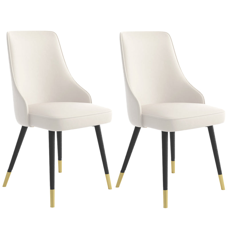 Contemporary Dining Chair Solid Back Chair with 4 Metal Legs for Home Use