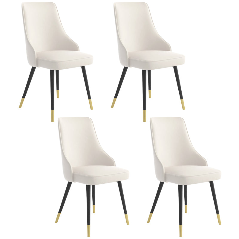 Contemporary Dining Chair Solid Back Chair with 4 Metal Legs for Home Use