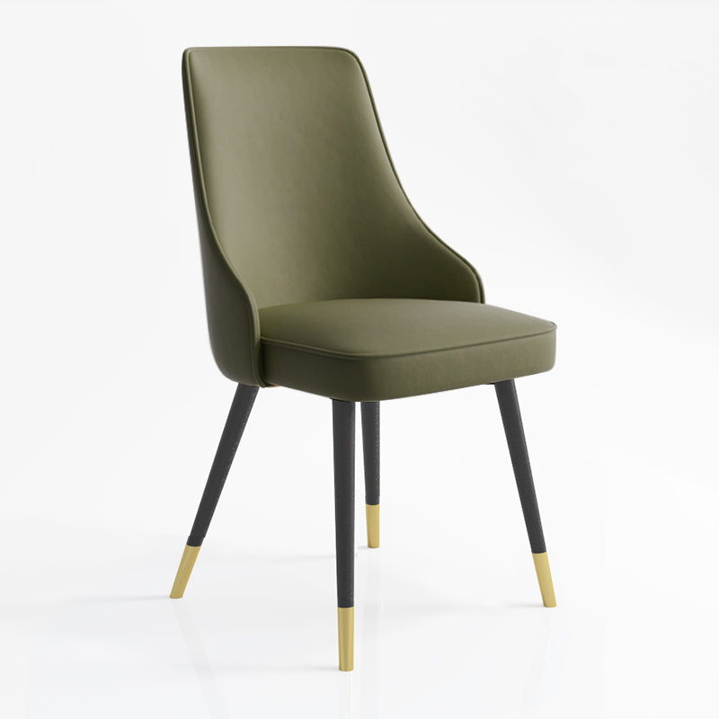 Contemporary Dining Chair Solid Back Chair with 4 Metal Legs for Home Use