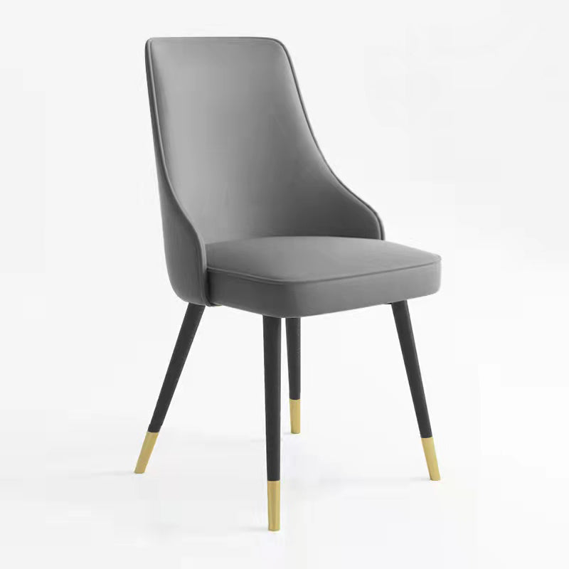 Contemporary Dining Chair Solid Back Chair with 4 Metal Legs for Home Use