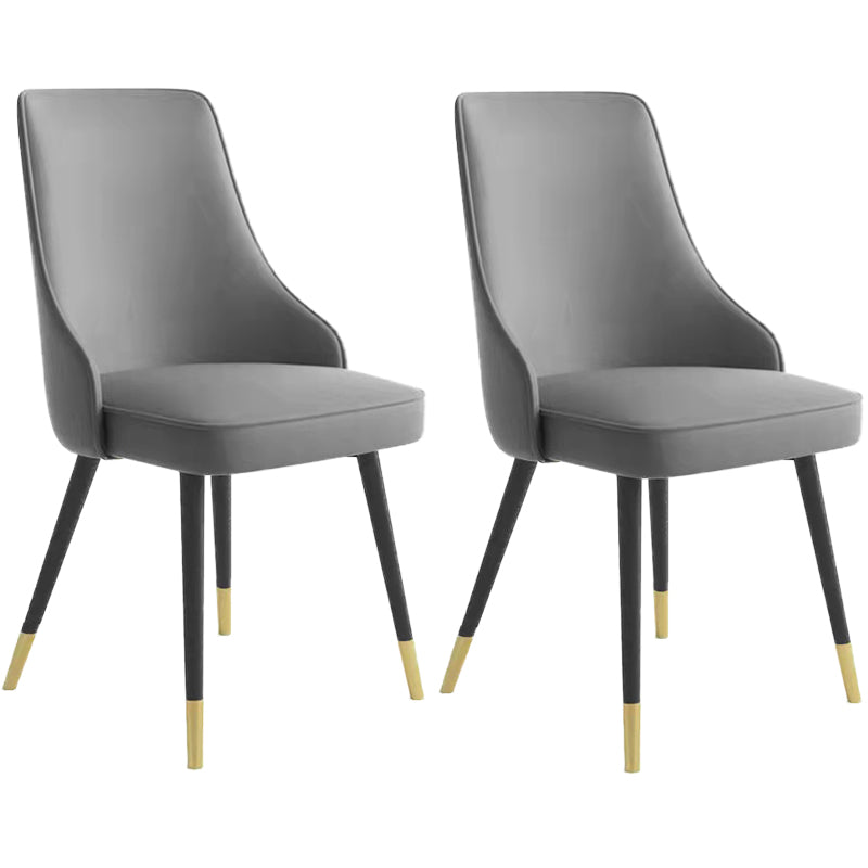 Contemporary Dining Chair Solid Back Chair with 4 Metal Legs for Home Use