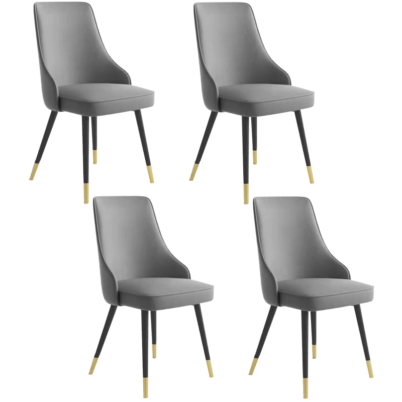Contemporary Dining Chair Solid Back Chair with 4 Metal Legs for Home Use