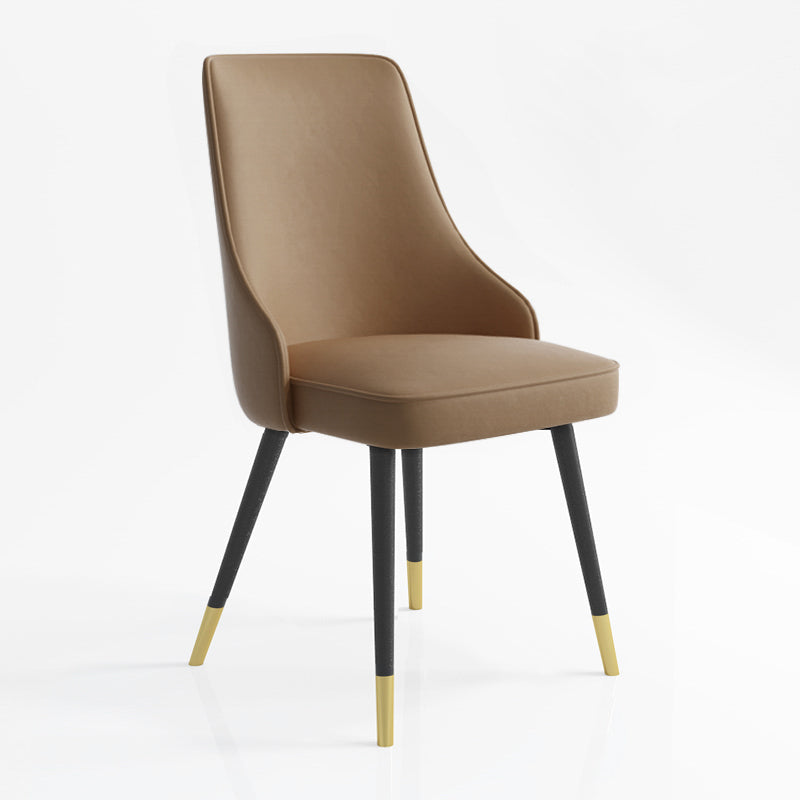 Contemporary Dining Chair Solid Back Chair with 4 Metal Legs for Home Use