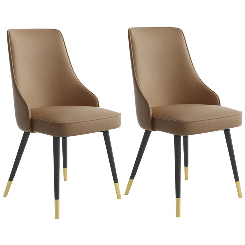 Contemporary Dining Chair Solid Back Chair with 4 Metal Legs for Home Use