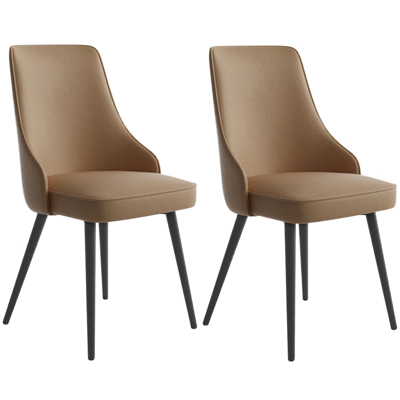 Contemporary Dining Chair Solid Back Chair with 4 Metal Legs for Home Use