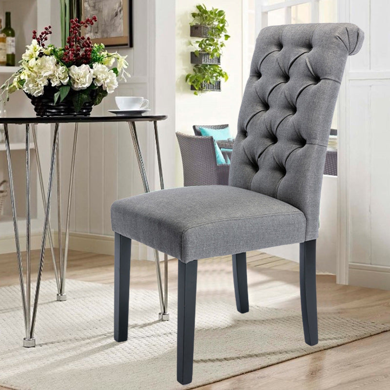 Modern Solid Back Kitchen Dining Side Chair with Black Wood Legs Dining Side Chair