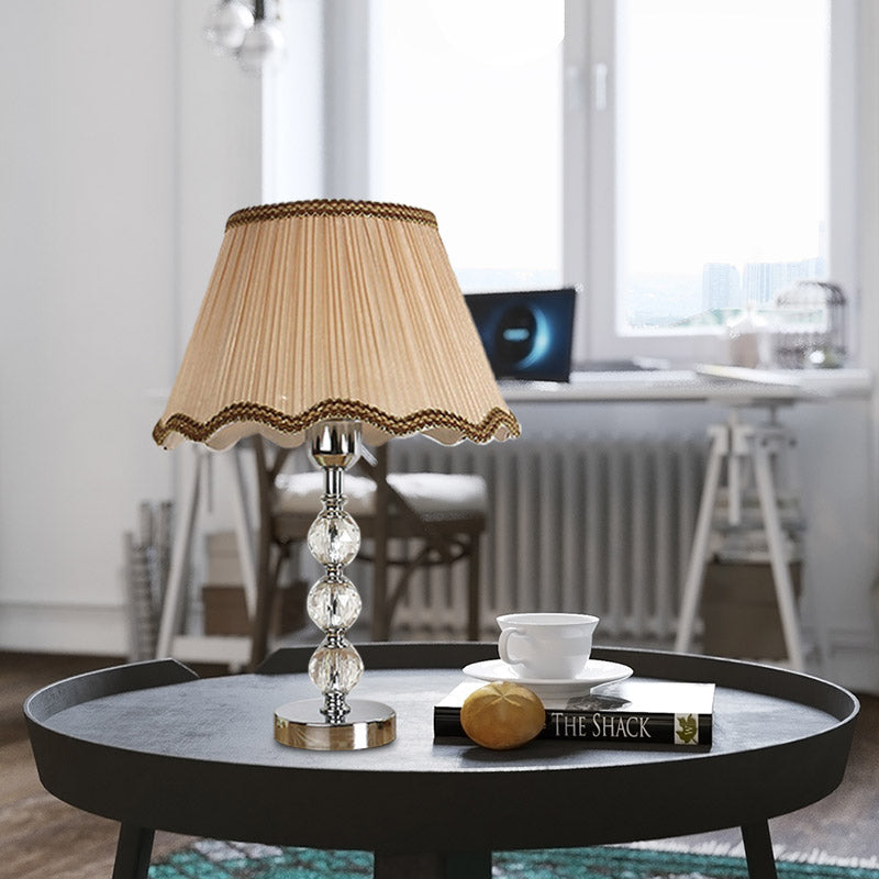 Pleine de chevet de salon festoné Light Crystal Crystal 1 Light Beige / Brown Light Light avec garniture tressée