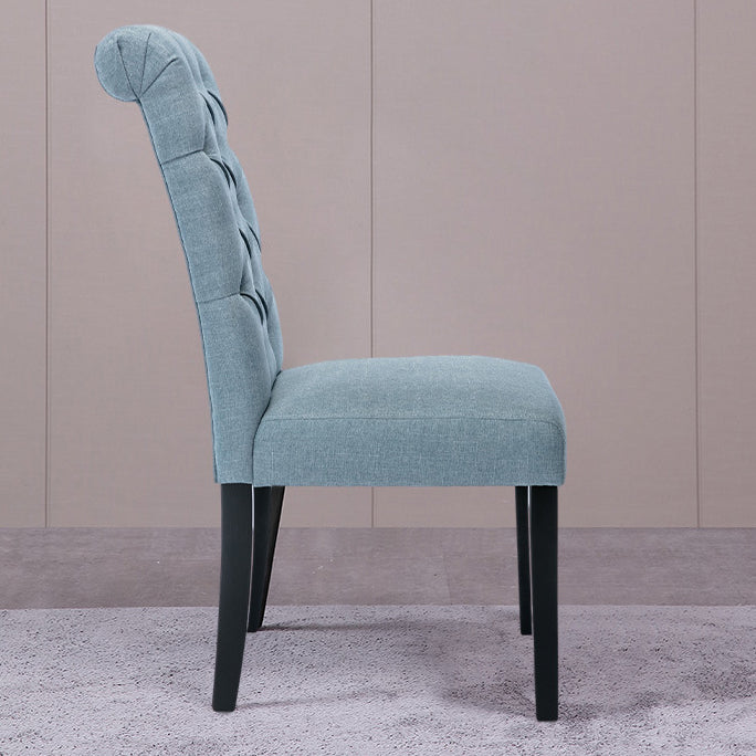 Modern Solid Back Kitchen Dining Side Chair with Black Wood Legs Dining Side Chair