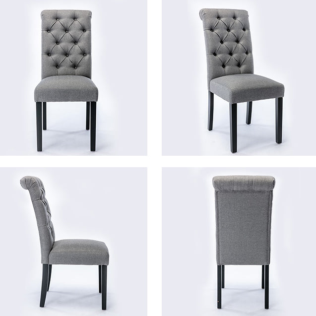 Modern Solid Back Kitchen Dining Side Chair with Black Wood Legs Dining Side Chair