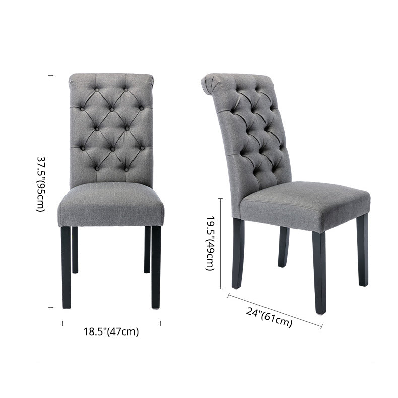 Modern Solid Back Kitchen Dining Side Chair with Black Wood Legs Dining Side Chair