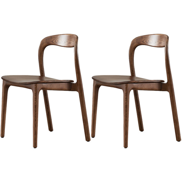 Farmhouse Style Wood Dining Side Chair Solid Back Armless Chair for Home Use