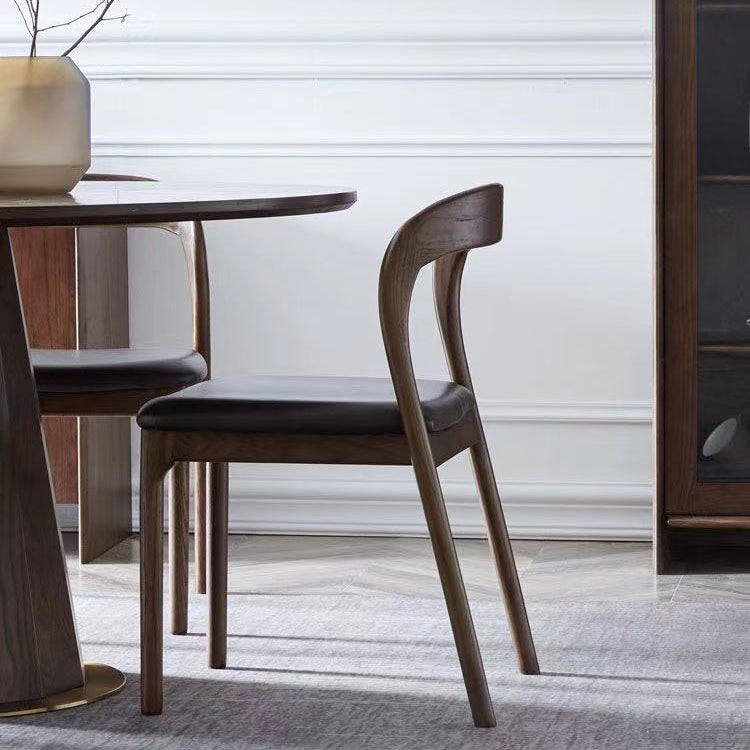 Farmhouse Style Wood Dining Side Chair Solid Back Armless Chair for Home Use