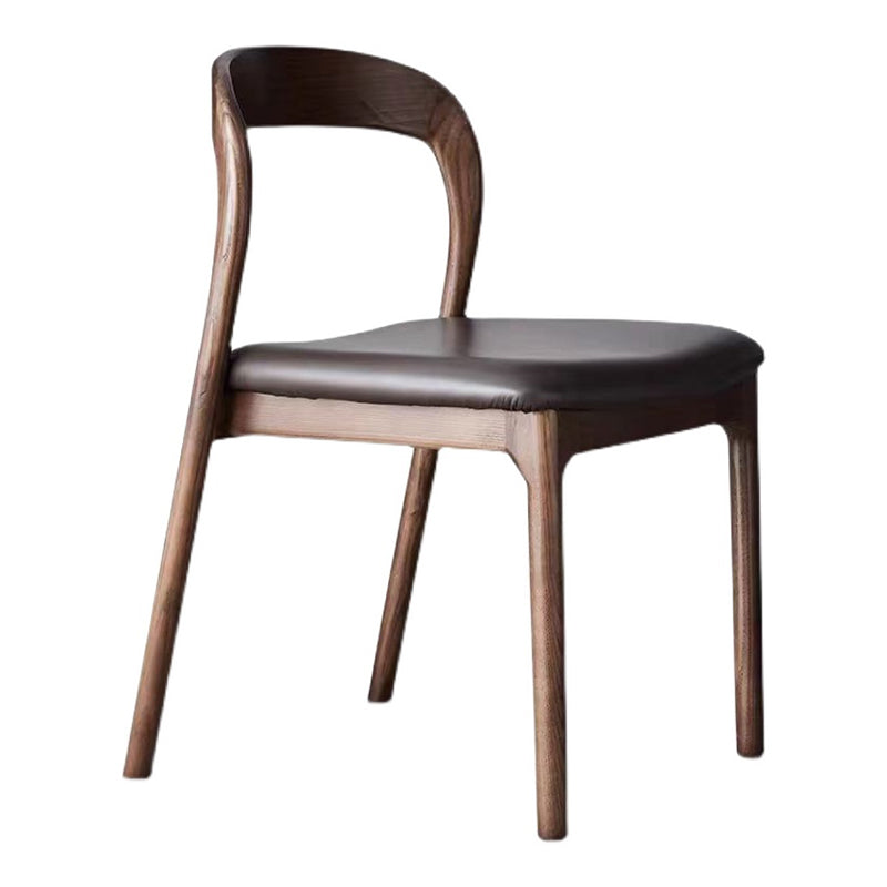 Farmhouse Style Wood Dining Side Chair Solid Back Armless Chair for Home Use