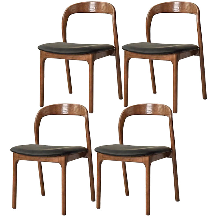 Farmhouse Style Wood Dining Side Chair Solid Back Armless Chair for Home Use