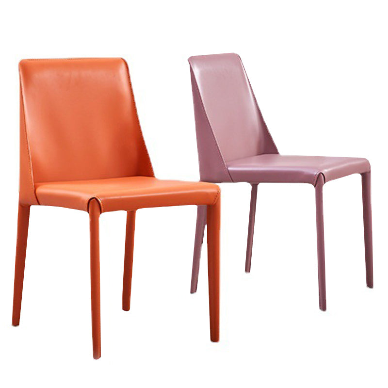 Leather Contemporary Restaurant Side Chair Solid Color Parsons Dining Chair
