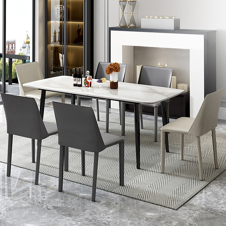 Leather Contemporary Restaurant Side Chair Solid Color Parsons Dining Chair