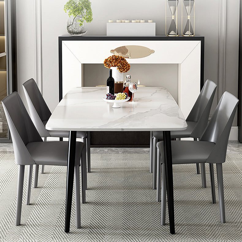 Leather Contemporary Restaurant Side Chair Solid Color Parsons Dining Chair