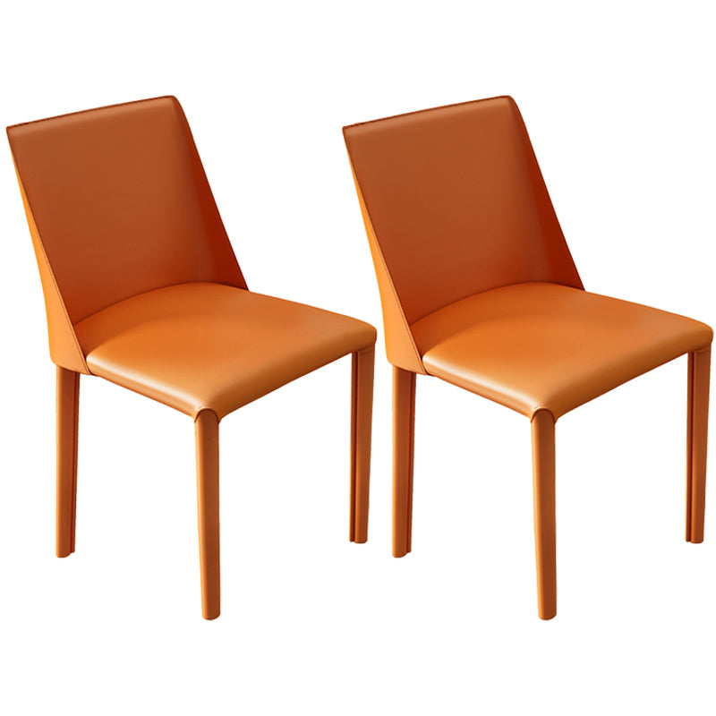Leather Contemporary Restaurant Side Chair Solid Color Parsons Dining Chair