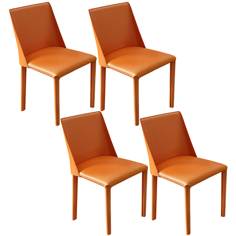 Leather Contemporary Restaurant Side Chair Solid Color Parsons Dining Chair