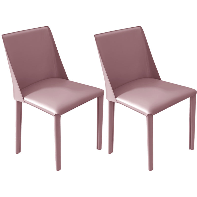 Leather Contemporary Restaurant Side Chair Solid Color Parsons Dining Chair