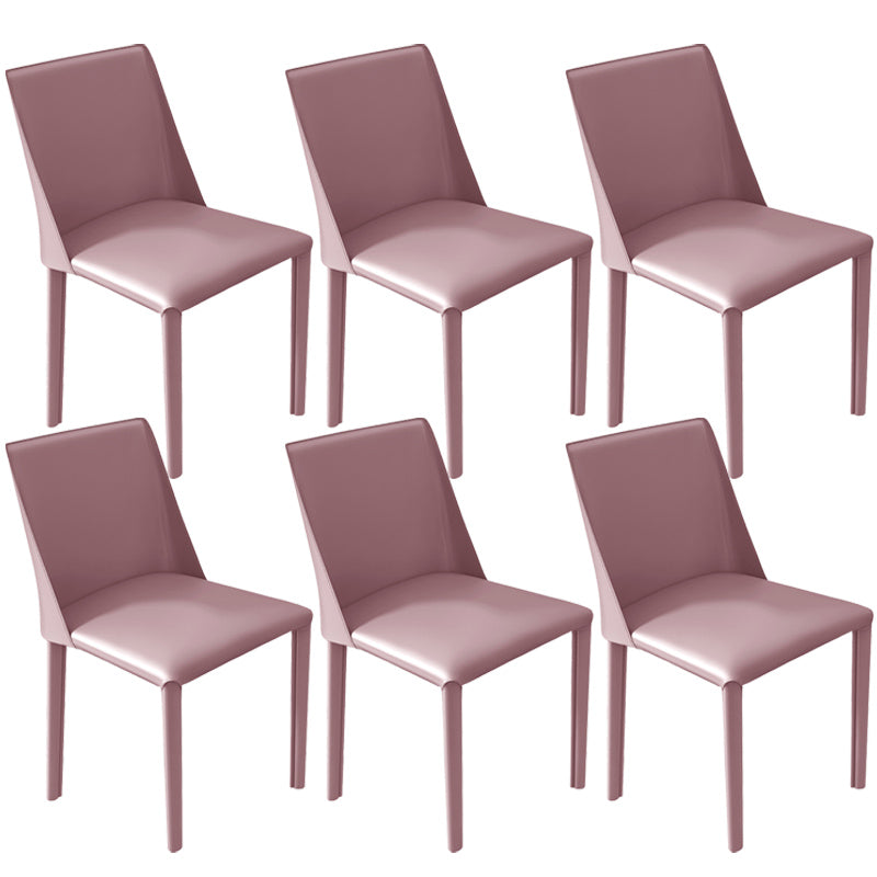 Leather Contemporary Restaurant Side Chair Solid Color Parsons Dining Chair