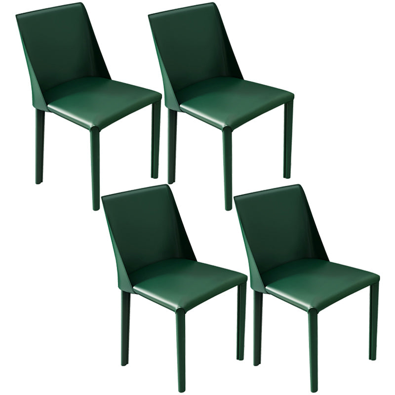 Leather Contemporary Restaurant Side Chair Solid Color Parsons Dining Chair