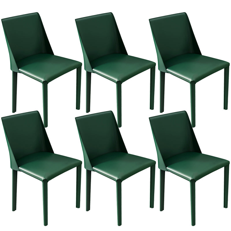 Leather Contemporary Restaurant Side Chair Solid Color Parsons Dining Chair