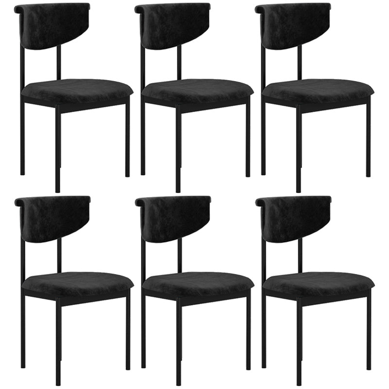 Contemporary Kitchen Black Dining Side Chair Metal Opening Back Dining Side Chair
