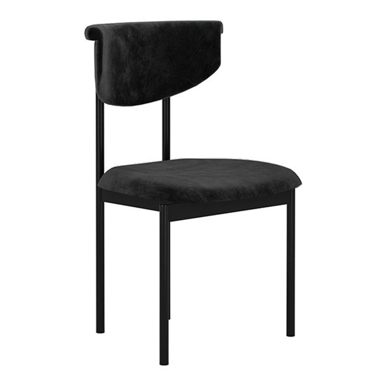 Contemporary Kitchen Black Dining Side Chair Metal Opening Back Dining Side Chair