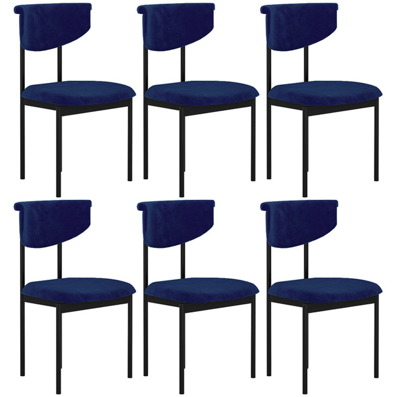 Contemporary Kitchen Black Dining Side Chair Metal Opening Back Dining Side Chair