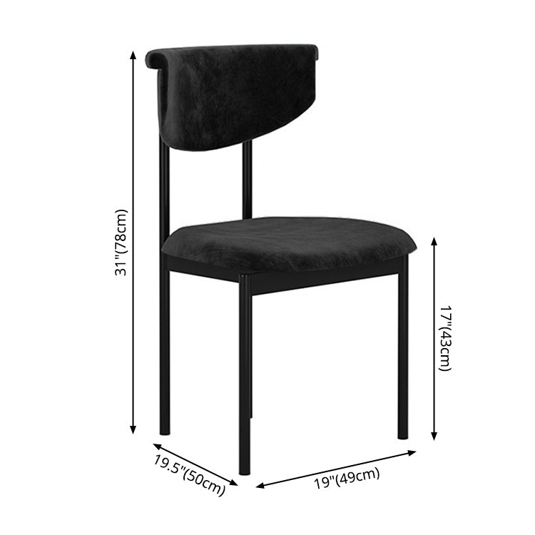 Contemporary Kitchen Black Dining Side Chair Metal Opening Back Dining Side Chair