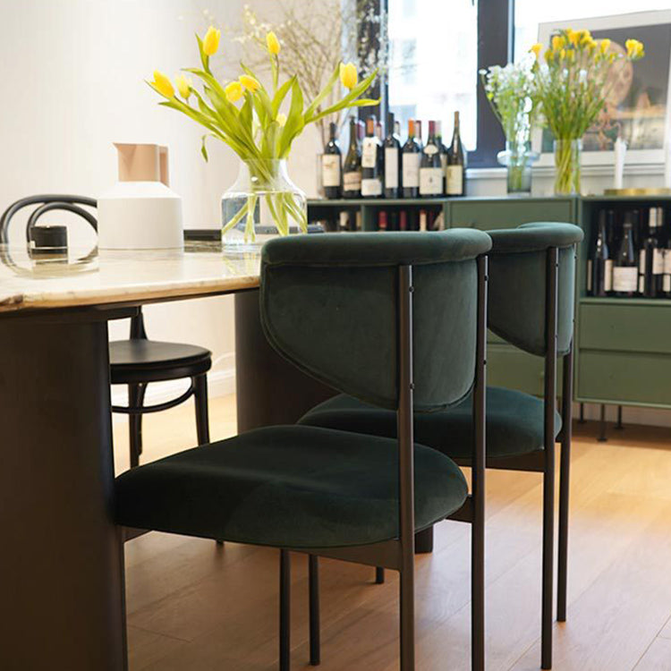 Contemporary Kitchen Black Dining Side Chair Metal Opening Back Dining Side Chair