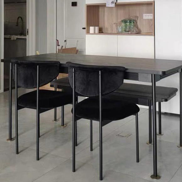 Contemporary Kitchen Black Dining Side Chair Metal Opening Back Dining Side Chair