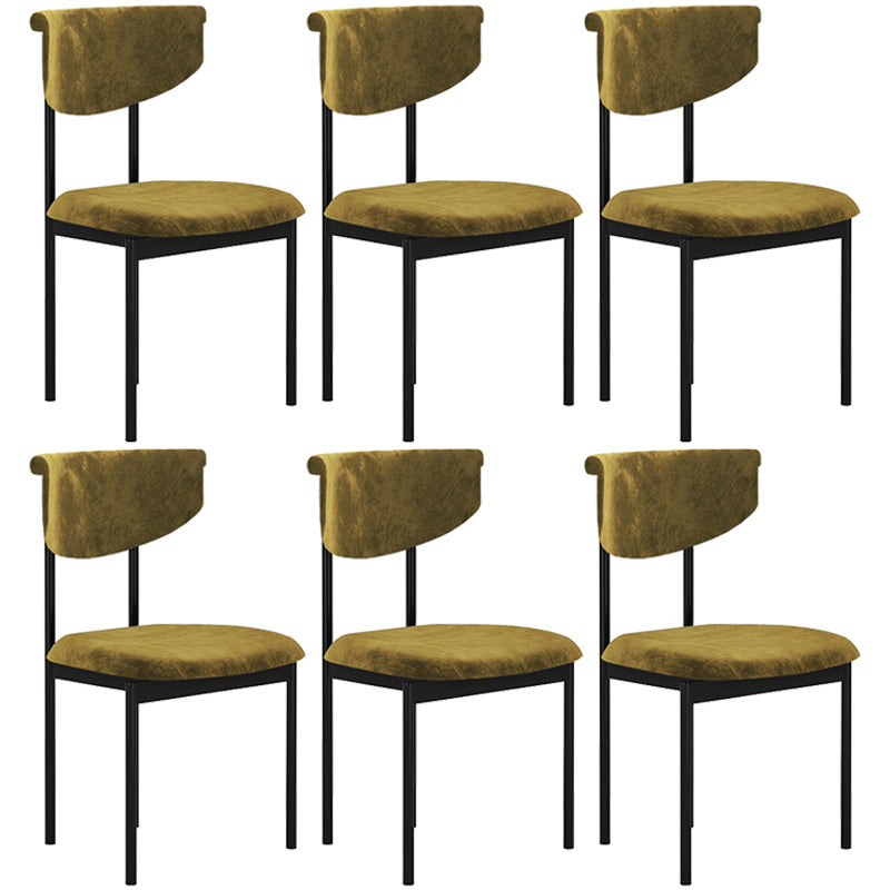 Contemporary Kitchen Black Dining Side Chair Metal Opening Back Dining Side Chair