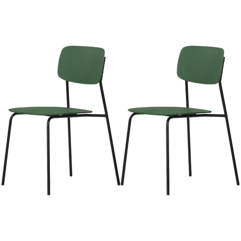 Industrial Dining Armless Chairs Plastic Open Back Side Chair with Metal Legs