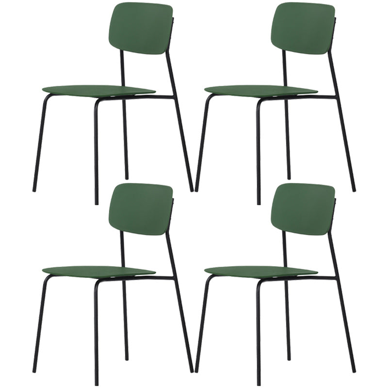 Industrial Dining Armless Chairs Plastic Open Back Side Chair with Metal Legs