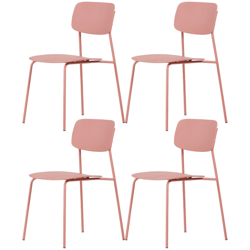 Industrial Dining Armless Chairs Plastic Open Back Side Chair with Metal Legs
