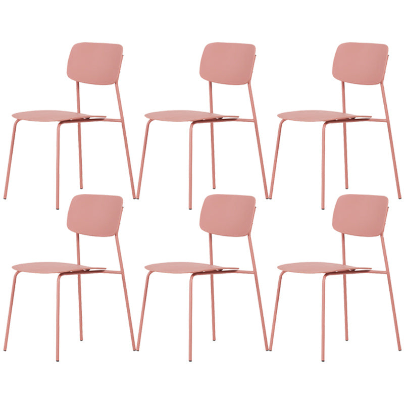 Industrial Dining Armless Chairs Plastic Open Back Side Chair with Metal Legs